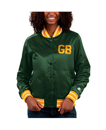 Женская атласная университетская куртка с длинными кнопками Green Bay Packers Full Count Starter