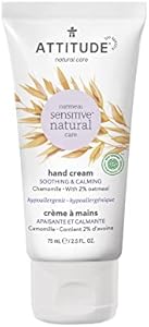 ATTITUDE Hand Cream for Sensitive Skin with Oat, EWG Verified, Dermatologically Tested, Vegan, Argan Oil, 2.5 Fl Oz ATTITUDE