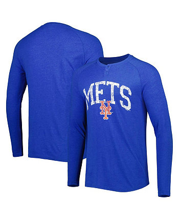 Мужская футболка на пуговицах с длинными рукавами Royal New York Mets Inertia реглан Concepts Sport