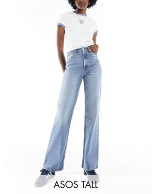 Свободные синие джинсы прямого кроя ASOS DESIGN Tall ASOS DESIGN