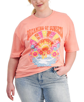 Trendy Plus Size Sunset Dreams Graphic Boyfriend T-Shirt Rebellious One