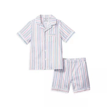 Little Boy's &amp; Boy's Vintage French Stripes Shorts Pajama Set Petite Plume