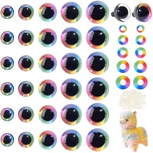 PH PandaHall 60 Sets Glitter Safety Eyes 5 Sizes 3D Rainbow Craft Eyes Amigurumi Eyes Crochet Stuffed Eyes with Washers for DIY Crafts Crochet Stuffed Animals Puppets Making 12/14/16/18/20 mm PH PandaHall