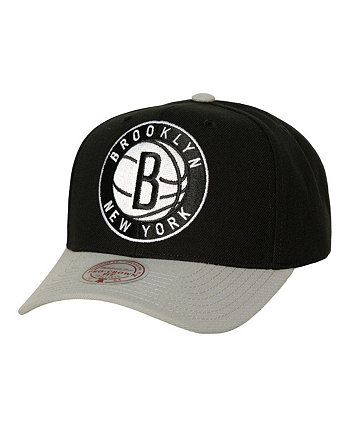 Men's Black, Gray Brooklyn Nets Soul XL Logo Pro Crown Snapback Hat Mitchell & Ness