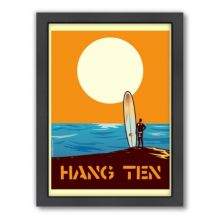 Американское плоское настенное искусство "Hang Ten" в рамке для серфинга Americanflat