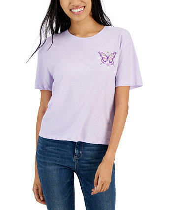 Juniors' Butterfly Happy Daze Graphic T-Shirt Rebellious One