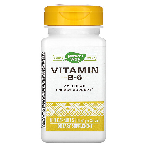 Витамин B-6, 50 мг, 100 капсул Nature's Way