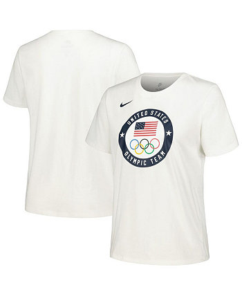 Женская белая футболка с изображением сборной США на летних Олимпийских играх 2024 года Media Day Look Essentials Nike