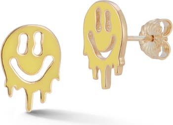 Серьги-гвоздики Drippy Smiley Face из 14-каратного золота Vermeil Sphera Milano