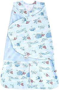 HALO 100% Cotton Sleepsack Swaddle, 3-Way Adjustable Wearable Blanket, TOG 1.5, Blue Safari, Newborn, 0-3 Months Halo