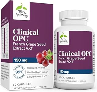 Terry Naturally Clinical OPC 150 mg - 60 Vegan Capsules (Веганские капсулы) - French Grape Seed Extract Supplement - Antioxidant - Non-GMO, Gluten Free - 60 Servings (Порции) Terry Naturally