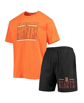 Men's Black, Orange San Francisco Giants Meter T-shirt and Shorts Sleep Set Concepts Sport