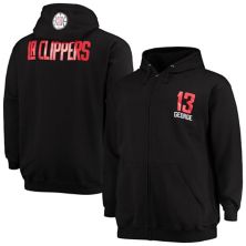 Мужские фанатики под брендом Пола Джорджа Блэка LA Clippers Big &amp; Высокое имя игрока и amp; Толстовка с капюшоном и молнией во всю длину Fanatics