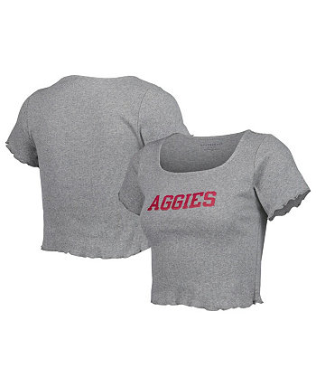 Женская серая футболка Texas A&M Aggies Baby Rib Lettuce с отделкой по краю Boxercraft