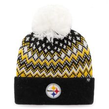 Women's '47 Black Pittsburgh Steelers Elsa Cuffed Pom Knit with Hat Unbranded