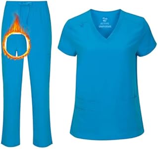 Women's Cool Stretch V-Neck Top and Cargo Pant Scrub Set with Regular and Petite Sizes Active Uniforms