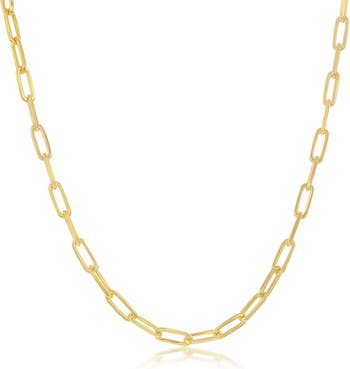 Ожерелье-цепочка со звеном в виде скрепки из стерлингового серебра 14 карат с покрытием из желтого золота 2,8 мм SIMONA
