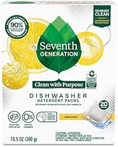 Seventh Generation Dishwasher Detergent Pods, Lemon Scent, Blasts Away Stuck-On Food, 20 Pods Seventh Generation