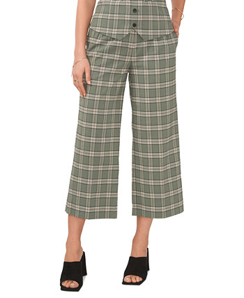 Women's Summer Plaid Belted Cropped Wide-Leg Pants 1.STATE