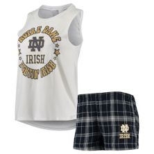 Women's Concepts Sport Navy/White Notre Dame Fighting Irish Ultimate Flannel Tank Top & Shorts Sleep Set Unbranded