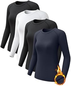 Женская Базовая Майка CL convallaria CL convallaria Women's Thermal Underwear Shirts Tops Long Sleeve Base Layer 2/4 Pack CL convallaria