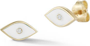 Серьги-гвоздики Evil Eye с бриллиантами из 14-каратного золота Sphera Milano