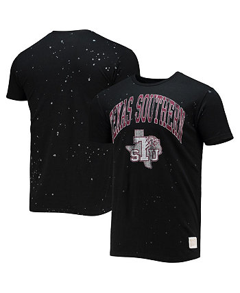 Men's Black Texas Southern Tigers Bleach Splatter T-shirt Original Retro Brand