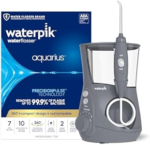 Waterpik Aquarius Water Flosser Professional For Teeth, Gums, Braces, Dental Care, Electric Power With 10 Settings, 7 Tips For Multiple Users And Needs, ADA Accepted, Black WP-662, Packaging May Vary Waterpik