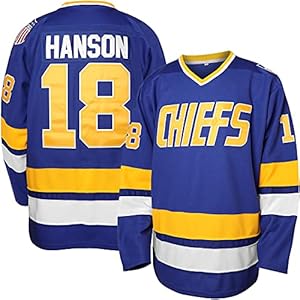 Классическая хоккейная футболка Hanson Brothers из фильма "Ударная сила" Charlestown Chiefs 16, 17, 18, хлопок и полиэстер, свободный крой Mesospero