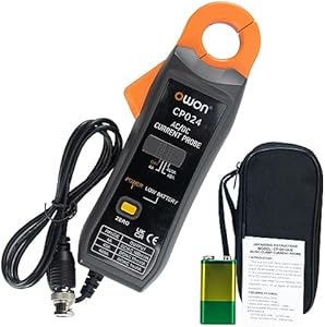 OWON CP024 AC/DC Current Probe for Oscilloscope, Current Clamp Probe 200KHz Bandwidth 4A, 40A, 200A, 300-400A Test Range, Current Tester Clamp Meter with BNC Type Connector Owon