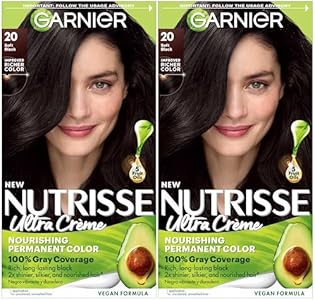 Garnier Hair Color Nutrisse Nourishing Creme, 10 Black (Licorice) Permanent Hair Dye, 1 Count (Packaging May Vary) Garnier