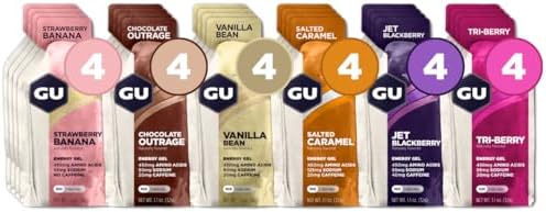 GU Energy Original Sports Nutrition Energy Gel (Гель), Vegan, Gluten-Free, Kosher, and Dairy-Free On-the-Go Energy for Any Workout, 24-Count, Assorted Flavors GU