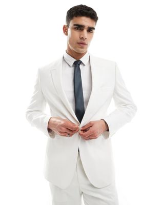 ASOS DESIGN slim linen look suit jacket in off white ASOS DESIGN