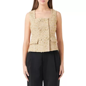 Tweed Double Button Top Endless rose