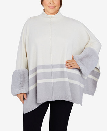 Plus Size Faux Fur Poncho Sweater Ruby Rd.