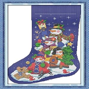 Howie's Needlepoint Cross Stitch Kits, 11CT Pre-Printed Pattern Charistmas Stocking Needlepoint Kits, DIY Charistmas Gift, Chant, 17.3 x 24.8 Inch Howie's Needlepoint