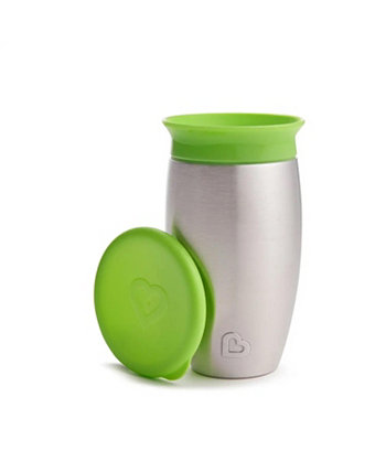 Miracle Stainless Steel 360 Sippy Cup, 10 oz, Green Munchkin