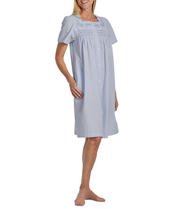 Women's Striped Button-Front Nightgown Miss Elaine