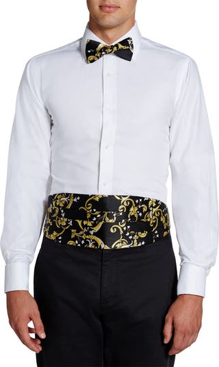 Шелковый атласный галстук-бабочка и пояс с принтом в стиле барокко Michelsons