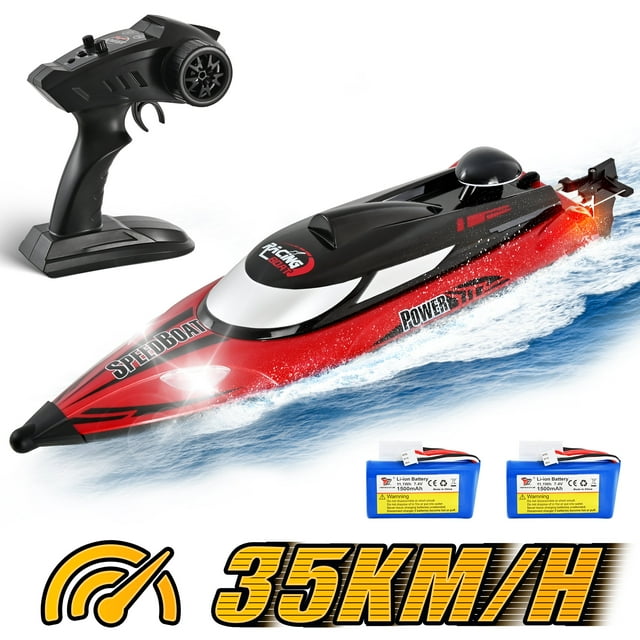 RC Boat - Remote Control Boat for Adults,35KM/H Fast Speed Boat for Boys,   Pool Toys Water Toys for Kids Age 8-12,  with 2×1500mAh Rechargeable Battery Topfox