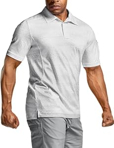 CQR Men's Polo Shirt, Short Sleeve Tactical Shirts, Dry Fit Lightweight Performance Golf Shirts, Outdoor UPF 50+ Pique Shirt CQR