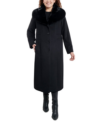Женское длинное пальто больших размеров с воротником из искусственного меха, созданное для Macy's Anne Klein