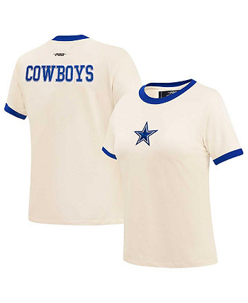 Женская кремовая рваная футболка Dallas Cowboys Retro Classic Ringer Pro Standard