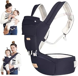 FRUITEAM 6-in-1 Baby Carrier with Waist Stool, One Size Fits All -Adapt to Newborn, Baby Hip Carrier for Breastfeeding, Infant & Toddler FRUITEAM