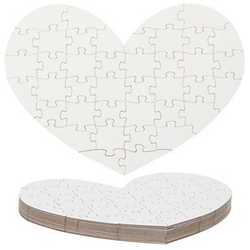 Set of 12 Heart Shaped Blank Jigsaw Puzzles to Draw On for Valentine’s, DIY Crafts (9 x 6 in, 40 Pieces Each Bright Creations