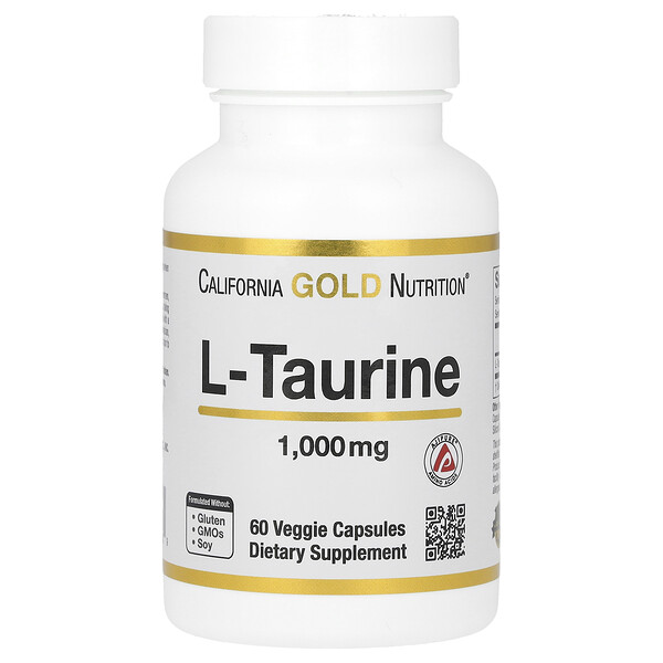 L-Таурин - 1000 мг - 60 растительных капсул - California Gold Nutrition California Gold Nutrition