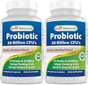 Best Naturals Probiotic 10 Strains & 30 Billion CFU Intestinal Flora, 60 Veggie Capsules (60 Count (Pack of 1)) Best Naturals