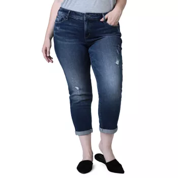 Укороченные джинсы-бойфренды со средней посадкой SLINK JEANS