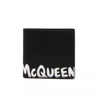 Кожаный бумажник с логотипом граффити в два сложения Alexander McQueen