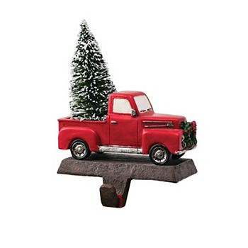 Haven Living 7.75" Red Christmas Truck & Tree Metal Stocking Holder Haven Living